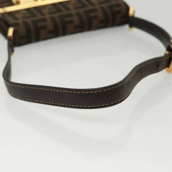 FENDI Zucca Canvas Shoulder Bag Black Brown Auth 129768 - Picture 8 of 16